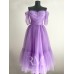 Rochie din tulle fin Lavander, cu perle aplicate manual
